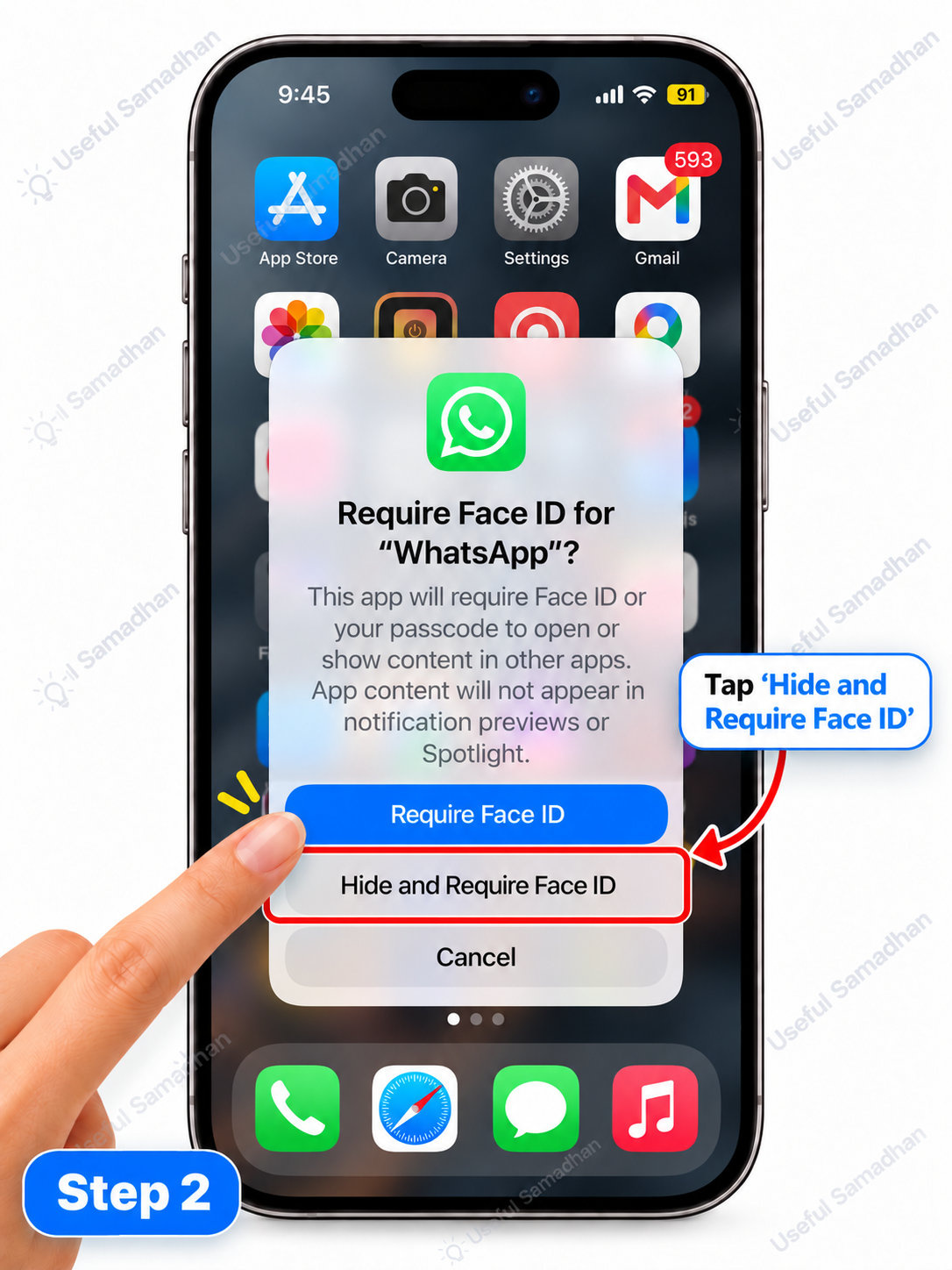 Step 2: Hide and Require Face ID option चुनना