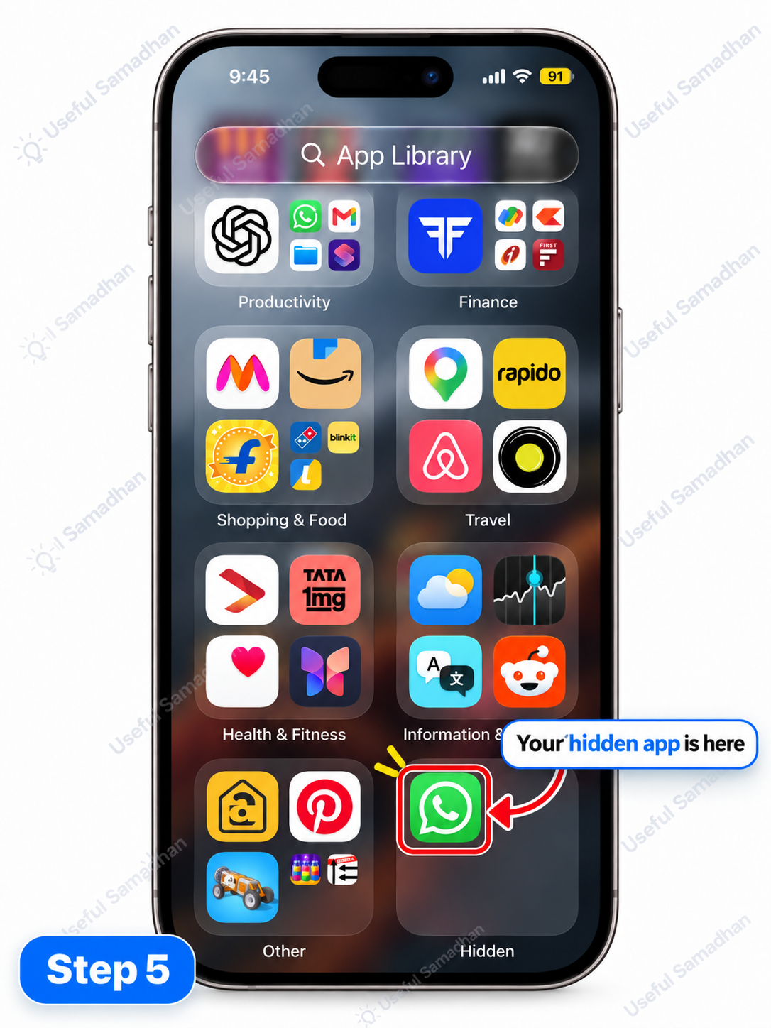 Step 5: Hidden folder में hidden app पहचानना