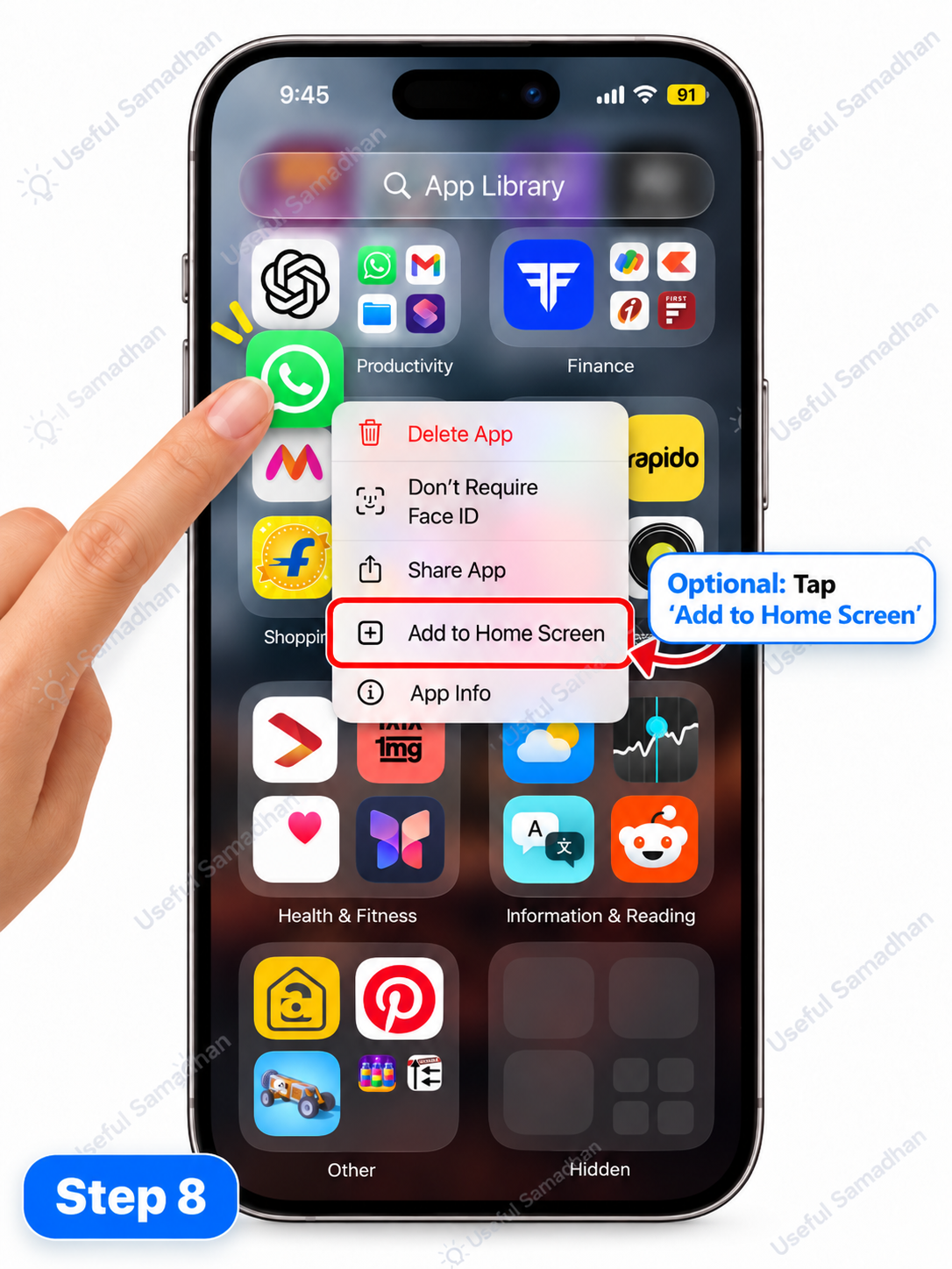 Step 8: जरूरत होने पर Add to Home Screen चुनना
