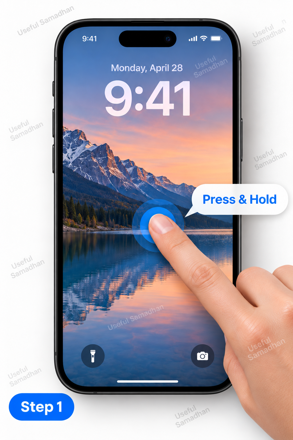 Step 1: iPhone Lock Screen पर Press and Hold करना