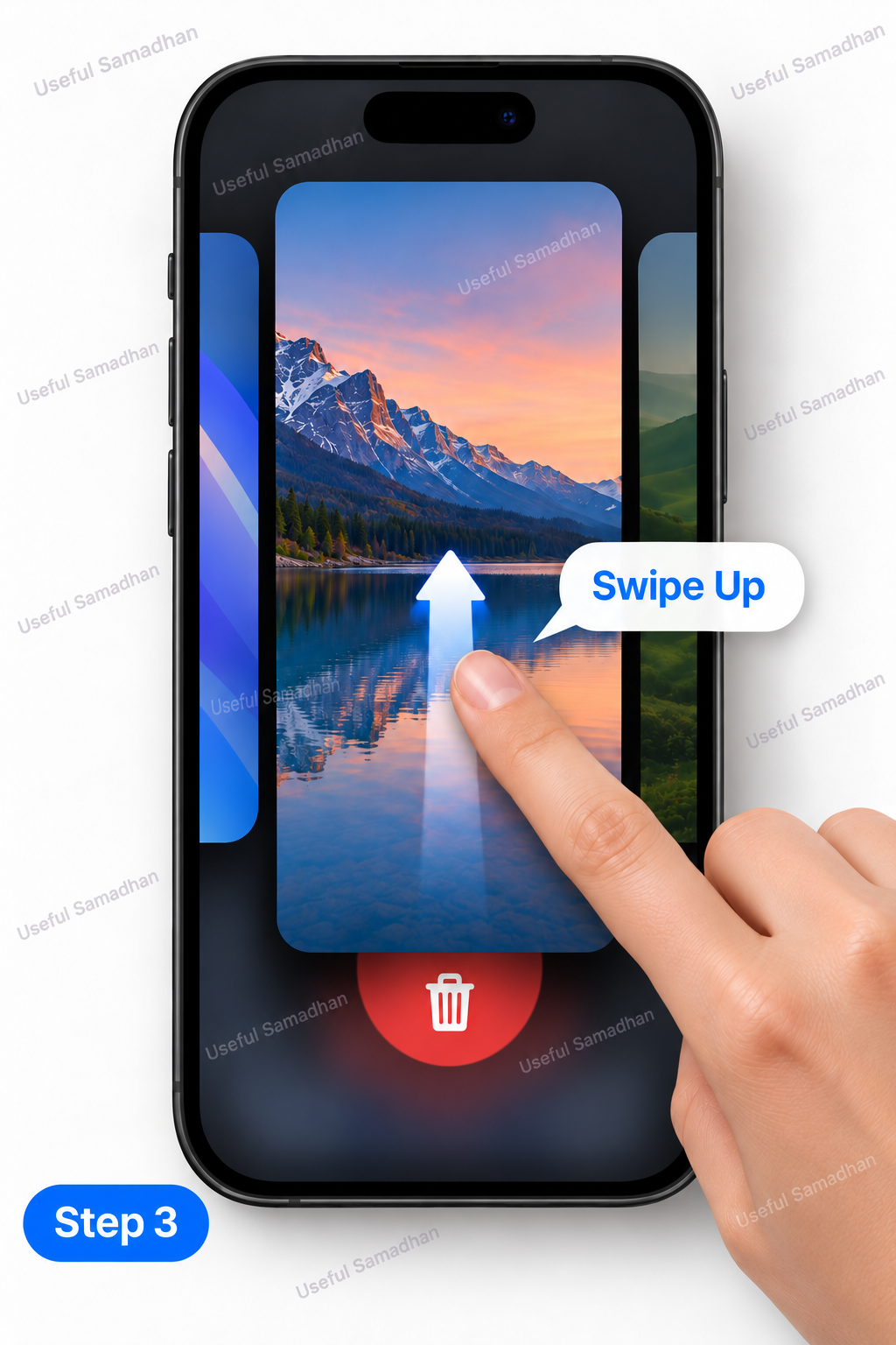 Step 3: Selected wallpaper card पर Swipe Up करना
