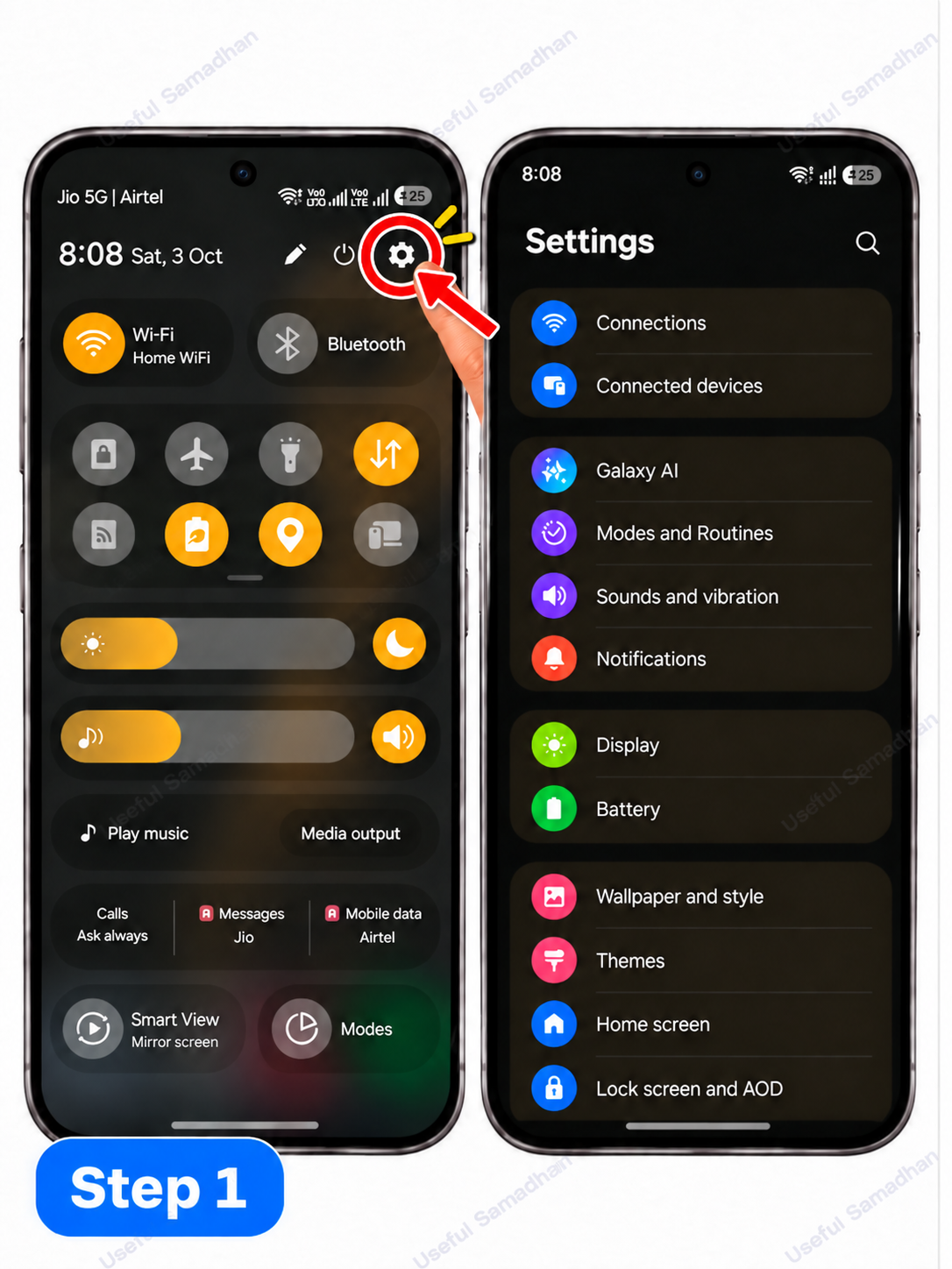 Step 1: Samsung Galaxy में Settings app खोलना