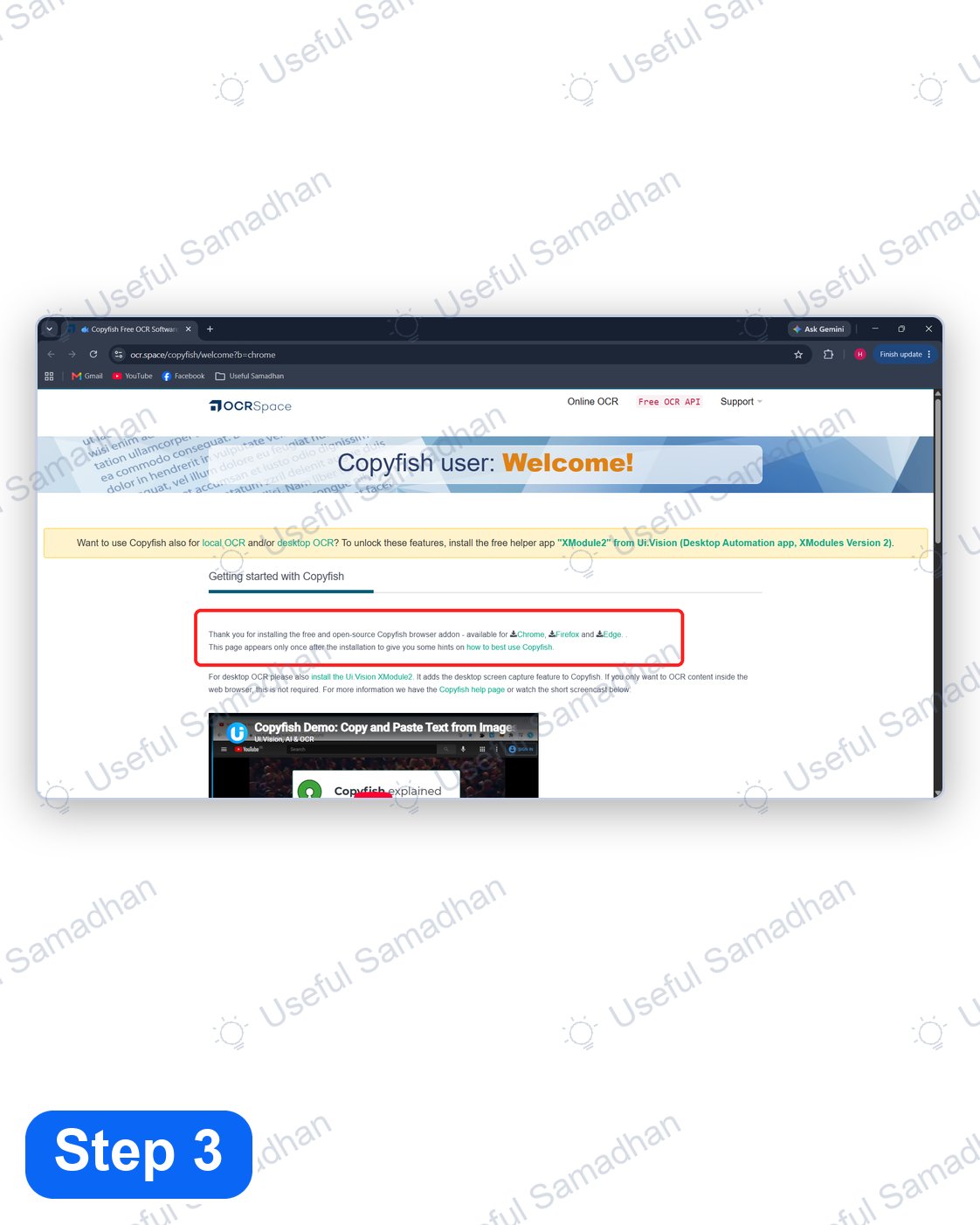 Step 3: OCR के लिए webpage पर text वाला area select करना