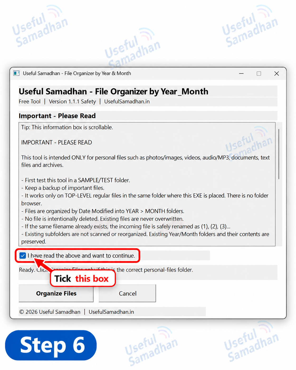 Step 6: Confirmation checkbox Tick करना